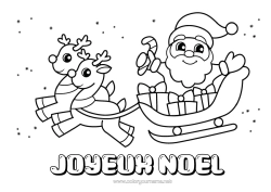 Página de desenho personalizável Presentes Pai Natal Rena Trenó Natal Animais da floresta