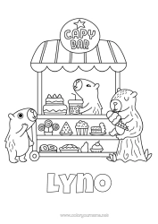 Coloriage personnalisable Gâteau Animal Gourmandises, sucreries Autres animaux du monde Métiers de la cuisine Boulanger pâtissier Stand Sucette Capibara Boutique