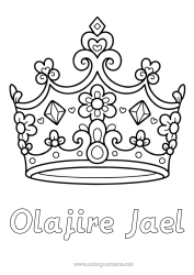 Coloriage personnalisable Princesse Couronne Bijou