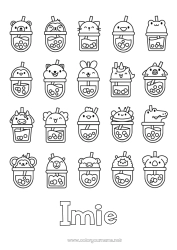 Colorear personalizable Kawaii Animales Bebidas Bubble tea
