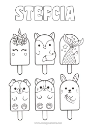 Colorear personalizable Kawaii Unicornio Zorro Conejo Animales Pescado Golosinas Helado Dibujos fáciles para colorear Animales marinos o acuáticos Perros y gatos Dragones, unicornios y animales fantásticos Animales del bosque