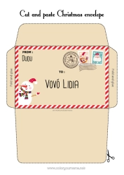Colorear personalizable Navidad Carta a Papa Noel Sobre Sobre para imprimir Viaje del duende navideño Sobre de Navidad Sobre para el correo del duende de Navidad
