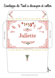 Colorear personalizable Invierno Navidad Sobre Sobre para imprimir Viaje del duende navideño