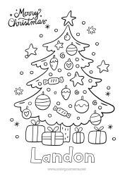Pagina da colorare personalizzabile Regali Albero di Natale Natale Decorazioni di Natale Messaggio