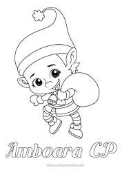 Colorear personalizable Elfos de navidad Dibujos de Elfos para colorear