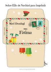 Colorear personalizable Elfos de navidad Navidad Cartas de elfos bromistas Carta a Papa Noel Sobre Sobre para imprimir Viaje del duende navideño Sobre de Navidad Sobre para el correo del duende de Navidad