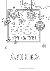 Coloriage personnalisable Fête Guirlande de Noël Bonne année Message