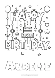 Colorear personalizable Tarta Cumpleaños