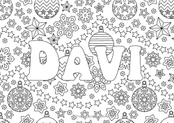 Colorear personalizable Navidad Bolas de Navidad Decoración navideña Copos de nieve Nombre decorado Estrellas Dibujos complejos para colorear Fondo decorativo