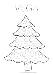 Página de desenho personalizável Atividades para Crianças Árvore Marcadores de Pontos Desenhos para colorir fáceis Árvore de Natal