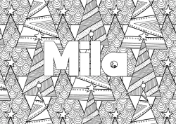 Página de desenho personalizável Árvore de Natal Doodle Zentangle Árvore de Natal Fundo decorativo