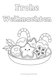 Página de desenho personalizável Natal Kawaii Bengala de Natal Guloseimas, doces Desenhos para colorir fáceis Biscoitos
