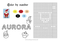 Pagina da colorare personalizzabile Babbo Natale Natale Numero Colorare per numeri Attività per Bambini