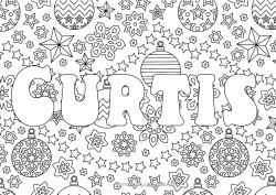 Colorear personalizable Navidad Bolas de Navidad Decoración navideña Copos de nieve Nombre decorado Estrellas Dibujos complejos para colorear Fondo decorativo