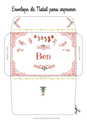 Colorear personalizable Invierno Navidad Sobre Sobre para imprimir Viaje del duende navideño