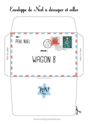 Colorear personalizable Invierno Navidad Carta a Papa Noel Copos de nieve Sobre Sobre para imprimir Viaje del duende navideño Sobre de Navidad Sobre para el correo del duende de Navidad