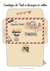 Página de desenho personalizável Inverno Natal Feliz Ano Novo Envelope Envelope para imprimir Mensagem de 