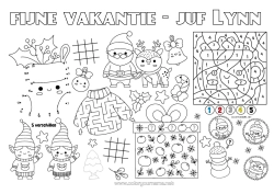 Customizable coloring page Gifts Santa Claus Christmas Number Coloring by numbers Children's activities Connect the dots Treats Labyrinth Marshmallows Printable Placemat Connect the Numbers