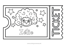 Customizable coloring page Clown Circus Ticket