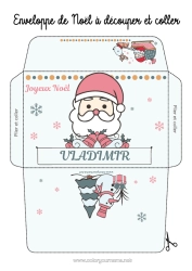 Customizable coloring page Santa Claus Sleigh Christmas Envelope Envelope to print Christmas Envelope