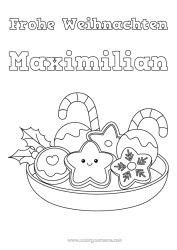 Customizable coloring page Christmas Kawaii Candy cane Treats Easy coloring pages Biscuits