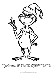 Coloriage personnalisable Grinch Bonnet de Noël