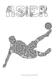 Página de desenho personalizável Futebol Esporte Mandala Sports d'équipe Jogador de Futebol