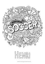Tilpassbar fargeleggingssiden Rolig og zen Fotball Sport Zentangle Anti-stress Lagidrett