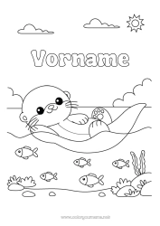 Coloriage personnalisable Animal Poisson Animaux marins ou aquatique Loutre