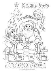 Pagină de colorat personalizabilă Cadouri Brad de Crăciun Moș Crăciun Moșneguții de Crăciun Crăciun Desene de colorat cu spiriduși