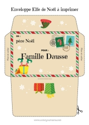 Colorear personalizable Elfos de navidad Navidad Cartas de elfos bromistas Carta a Papa Noel Sobre Sobre para imprimir Viaje del duende navideño Sobre de Navidad Sobre para el correo del duende de Navidad