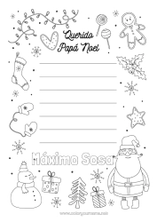 Colorear personalizable Navidad Carta a Papa Noel Lista de regalos para Papá Noel
