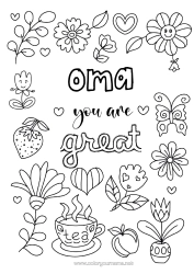 Página de desenho personalizável Flores Papai Mamãe Vovó Vovô