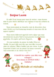 Pagina da colorare personalizzabile Elfo di Natale Lettere di elfi scherzosi Lettera di Partenza dell'Elf