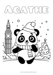 Colorear personalizable Kawaii Animales Panda Londres Reino Unido Otros animales del mundo