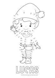 Coloriage personnalisable Lutins de Noël Chiffre Coloriages lutins Activités enfants Nombres à Relier