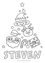 Coloriage personnalisable Sapin de Noël Père Noël Renne Lutins de Noël Kawaii Boule de Noël Sucre d'orge Coloriages lutins Coloriages faciles Animaux de la forêt Cerf