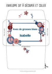 Página de desenho personalizável Aniversário Festa Verão EUA Envelope País 4 de julho Dia do Trabalho Envelope para imprimir Envelope de Embalagem de Presente