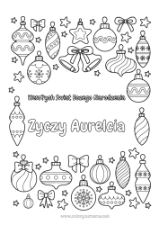 Página de desenho personalizável Bola de Natal Decorações de Natal Mensagem de 