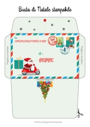 Colorear personalizable Papá Noel Navidad Sobre Abeto Sobre para imprimir Sobre de Navidad
