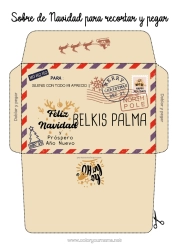 Colorear personalizable Invierno Navidad Feliz año Sobre Sobre para imprimir Mensaje 