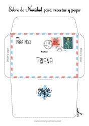 Colorear personalizable Invierno Navidad Carta a Papa Noel Copos de nieve Sobre Sobre para imprimir Viaje del duende navideño Sobre de Navidad Sobre para el correo del duende de Navidad