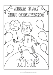 Colorear personalizable Fútbol Balón de fútbol Cumpleaños Mensaje de feliz cumpleaños (inglés) Edad personalizable Deportes en equipo