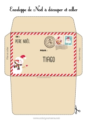 Página de desenho personalizável Natal Carta ao Papai Noel Envelope Envelope para imprimir Viagem do Elfo de Natal Envelope de Natal Envelope para correspondência do duende de Natal