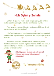 Coloriage personnalisable Lutins de Noël Lettres de lutins farceurs Lettre de départ, aurevoir lutin