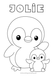 Coloriage personnalisable Pingouin, Manchot Animal Coloriages faciles Oiseaux et mammifères volants Famille d'animaux Bébé animal