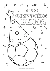 Pagina da colorare personalizzabile Calcio Palla da calcio Sport Compleanno Cappello Disegni da colorare facili Buon compleanno (francese) Messaggio Sport di squadra