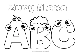 Pagina da colorare personalizzabile Alfabeto Lettera dell'alfabeto