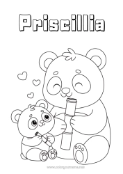 Colorear personalizable Animales Panda Otros animales del mundo Familia de animales Bebé animal Bambú