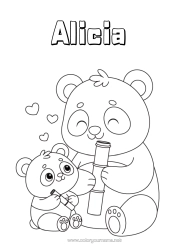Colorear personalizable Animales Panda Otros animales del mundo Familia de animales Bebé animal Bambú